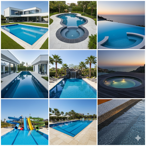 Antalya Express Fiberglass fabrikasında üretilen sızdırmaz hazır fiberglass havuz gövdesi ve montaj aşaması.