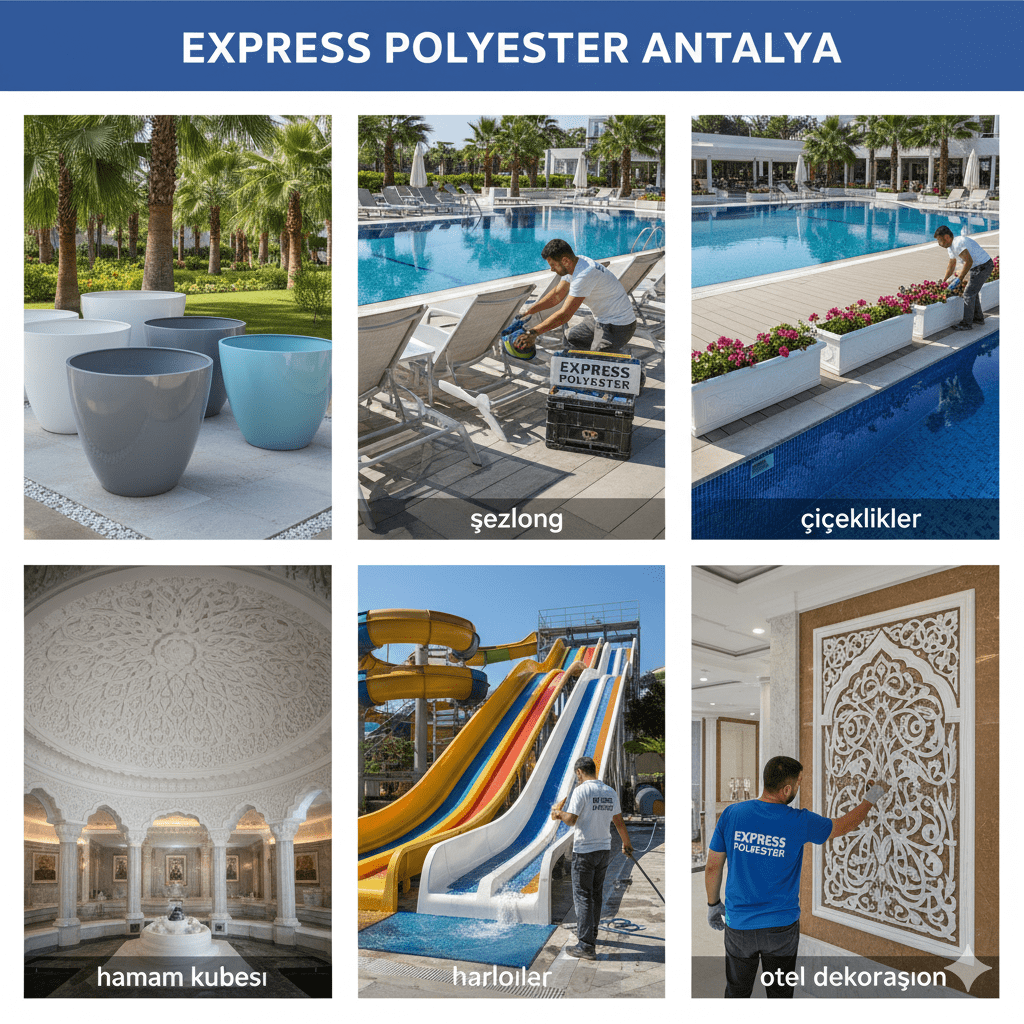 Antalya Fiberglass Servis ve Su Kaydırağı Dekorasyon Saksı Kubbe Tavan Tamir Bakımı Onarım Süreçleri